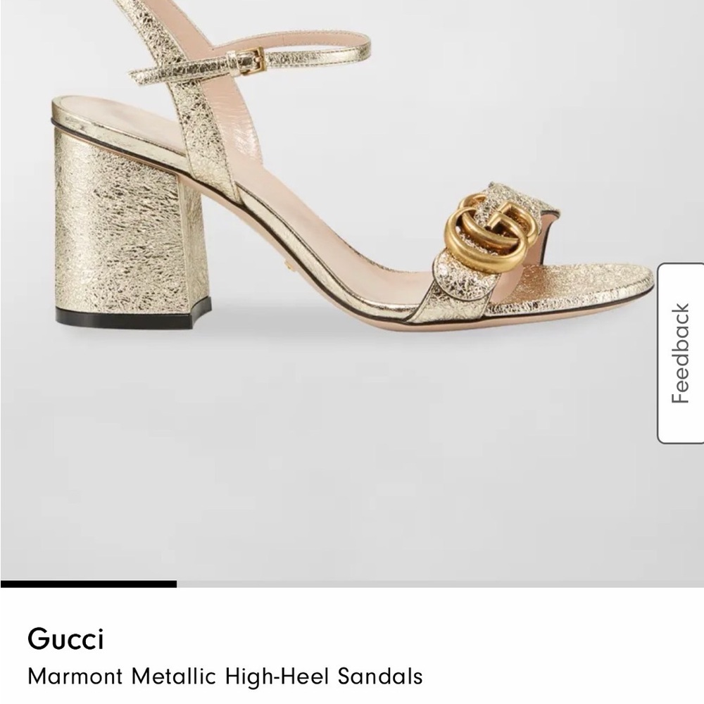 Gucci Gold and Cream High-Heel Sandals
